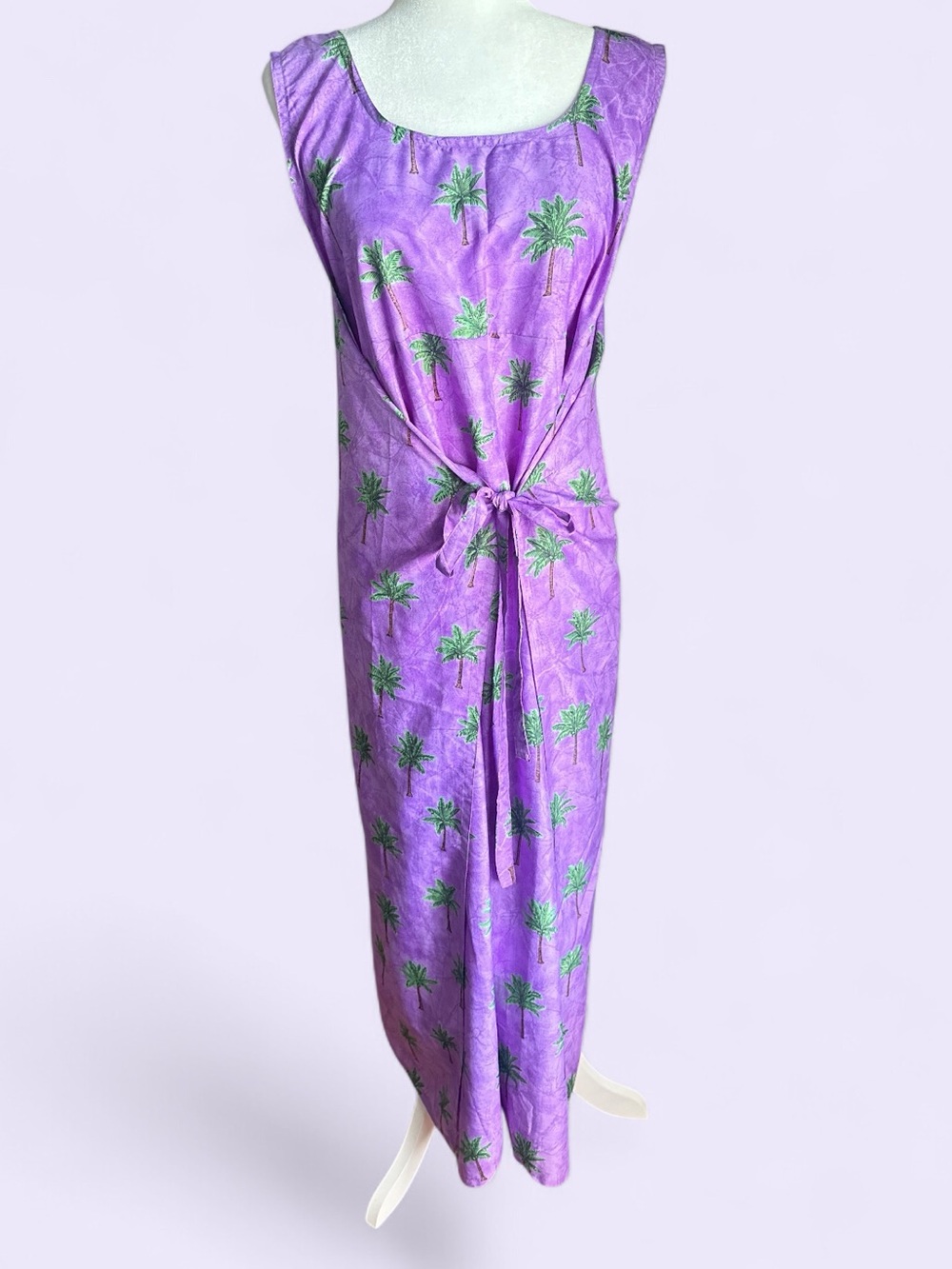 Rima Beach World Maxi Coverup/Dress Purple Batik Palm Tree Tropical Wear 1 Size